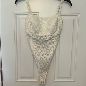 Elegant White Lace Bodysuit